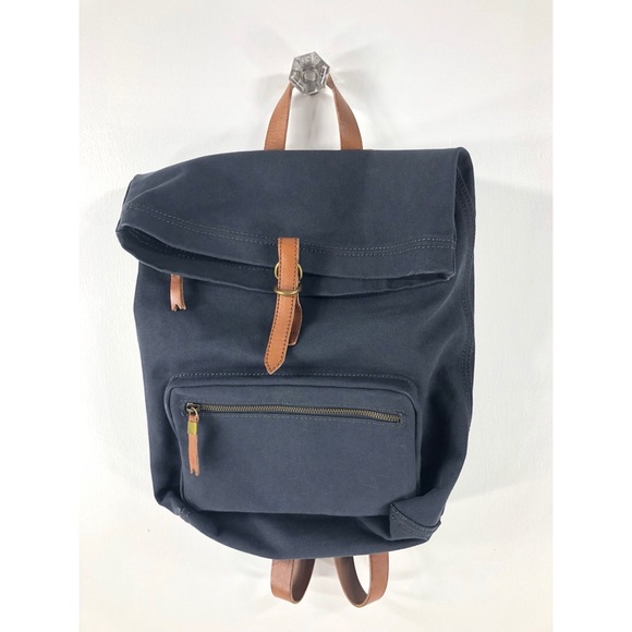 Madewell Handbags - Madewell Navy Leather Backpack (4-12c)